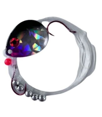 Quick Change System QUICK CHANGE-COLO. SPINNER-SZ4 BLADE-2 HK.(SZ4 RED)-14LB 50" SNELL-HOLO SILVER MNW