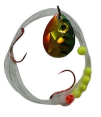 Quick Change System QUICK CHANGE-COLO. SPINNER-SZ4 BLADE-2 HK.(SZ4 RED)-14LB 50" SNELL-HOLO PERCH