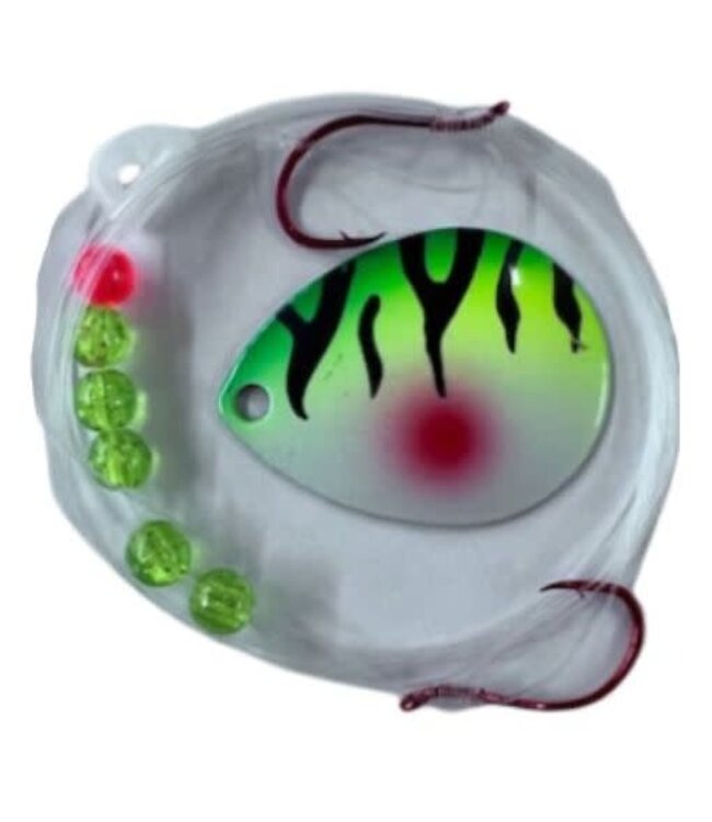 Quick Change System QUICK CHANGE-COLO. SPINNER-SZ4 BLADE-2 HK.(SZ4 RED)-14LB 50" SNELL-TGR STRP WATERMELON TS43