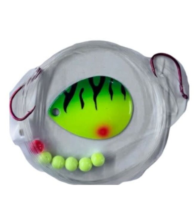 Quick Change System QUICK CHANGE-COLO. SPINNER-SZ4 BLADE-2 HK.(SZ4 RED)-14LB 50" SNELL-TGR STRP FIRETIGR