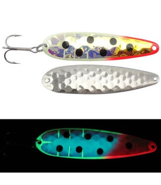 Moonshine Lures MOONSHINE TROLLING SPOON - RV SERIES - MAGNUM - 5" - GLOW BLOODY NOSE