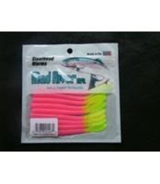 MAD RIVER MANUFACTURING MAD RIVER STEELHEAD WORM 4" 9/PK FLOURESCENT PINK/CHART. TAIL