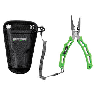 Spro Corp. SPRO 7.5" STAINLESS SPLIT RING /CRIMPER / BRAID CUTTER PLIERS,  NONSLIP GRIP, W/HOLSTER