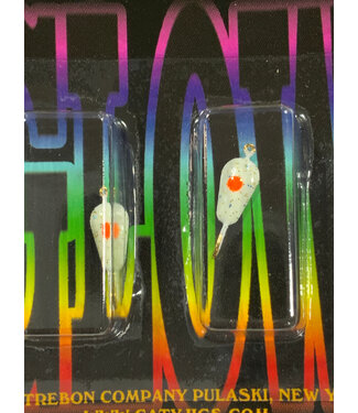 Caty Jigs CATY JIGS - TEAR DROP - GLOW  WHITE / ORANGE DOT 2PK (35-03-6)