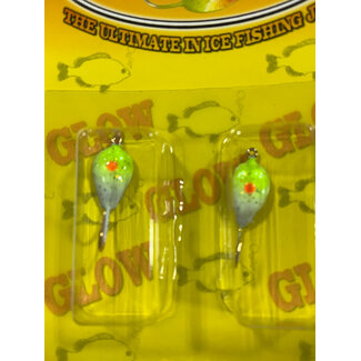 Caty Jigs CATY JIGS - TEAR DROP -SIZE 8 2PK WHITE GLOW &GREEN W/GLITTER (10-01-6)