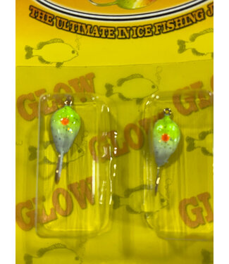Caty Jigs CATY JIGS - TEAR DROP -SIZE 8 2PK WHITE GLOW &GREEN W/GLITTER (10-01-6)