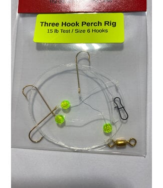 Caty Jigs CATY JIGS THREE HOOK PERCH RIG - CHARTREUSE BEADS (PR-CHRTBD-6)
