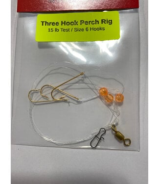 Caty Jigs CATY JIGS THREE HOOK PERCH RIG - ORANGE BEADS (PR-ORGBD-6)