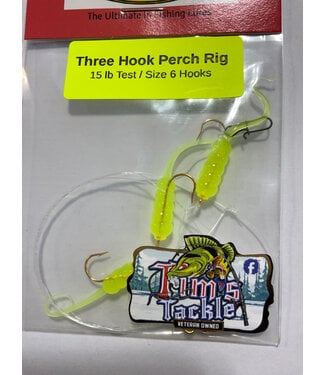 Caty Jigs CATY JIGS THREE HOOK PERCH RIG - CHARTREUSE GRUB (PR-CHRTGRB-6)