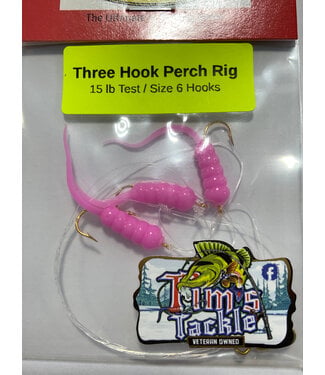 Caty Jigs CATY JIGS THREE HOOK PERCH RIG - PINK GRUB (PR-PNKGRB-6)