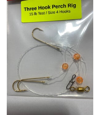 Caty Jigs CATY JIGS THREE HOOK PERCH RIG - ORANGE BEADS (PR-ORGBD-4)