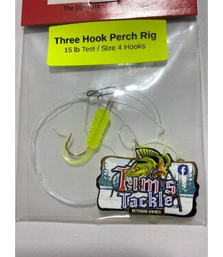Caty Jigs CATY JIGS THREE HOOK PERCH RIG - CHARTREUSE GRUB (PR-CHRTGRB-4)