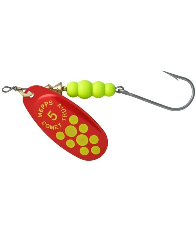 SHELDONS (MEPPS) MEPPS COMET TRU-V (SALMON RIVER LEGAL SINGLE) 1/2OZ RED CHARTREUSE DOTS (CTV5PR TRCH)