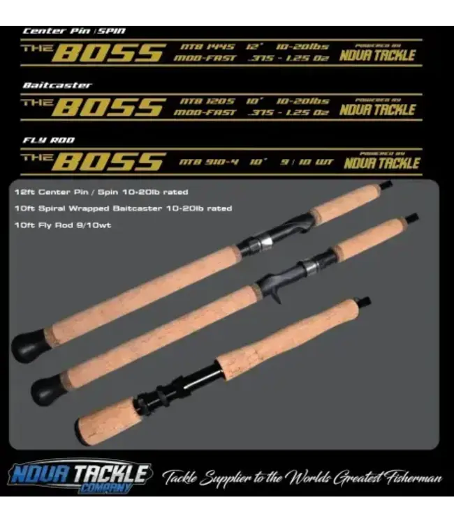 NOVA TACKLE COMPANY NOVA TACKLE - BOSS CENTER PIN ROD-11' 6" -2PC - 6-15LB-CORK(NTB1383)
