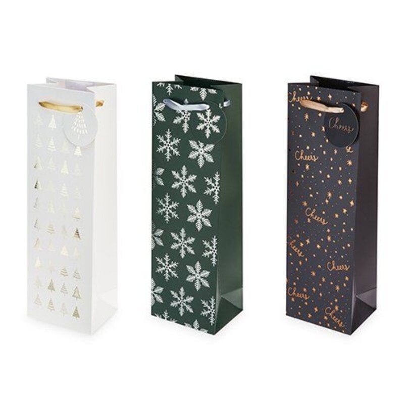 Cakewalk Yuletide Holiday Single Bottle Wine Gift Bag
