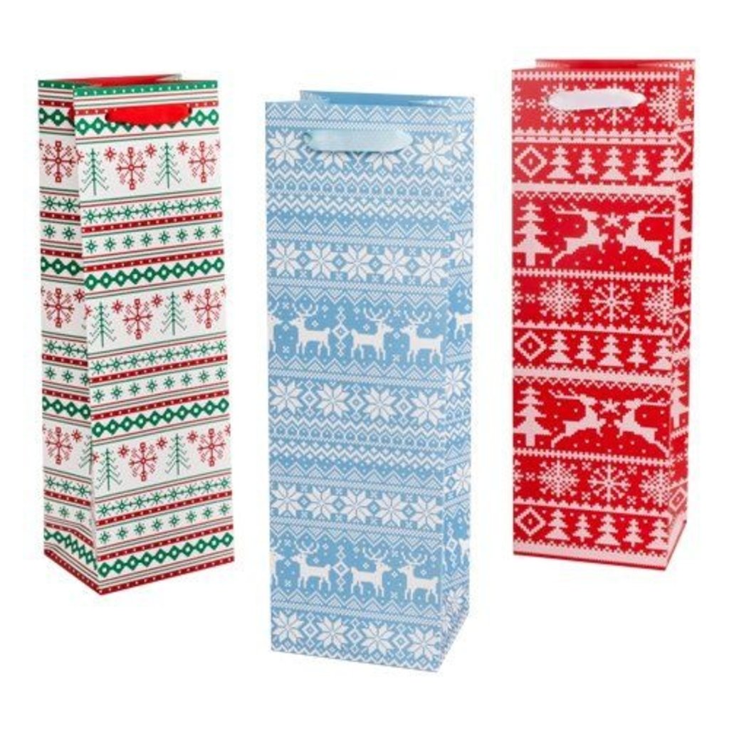 Sweater Holiday Single Bottle Wine Gift Bag