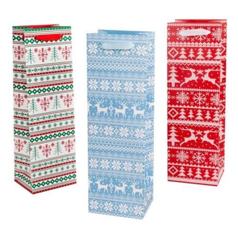 Sweater Holiday Single Bottle Wine Gift Bag