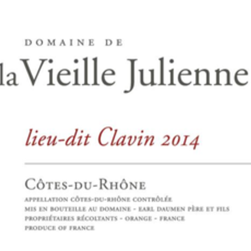 Domaine de la Vieille Julienne "Lieu-dit Clavin" CdR Rouge 2019