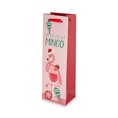 Retro Flamingo Holiday Single Bottle Wine Gift Bag