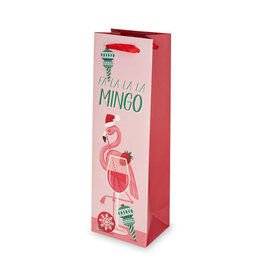 Retro Flamingo Holiday Single Bottle Wine Gift Bag