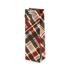 Holiday Tartan Single Bottle Wine Gift Bag