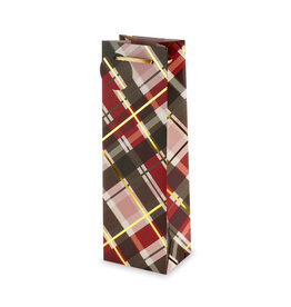 Holiday Tartan Single Bottle Wine Gift Bag