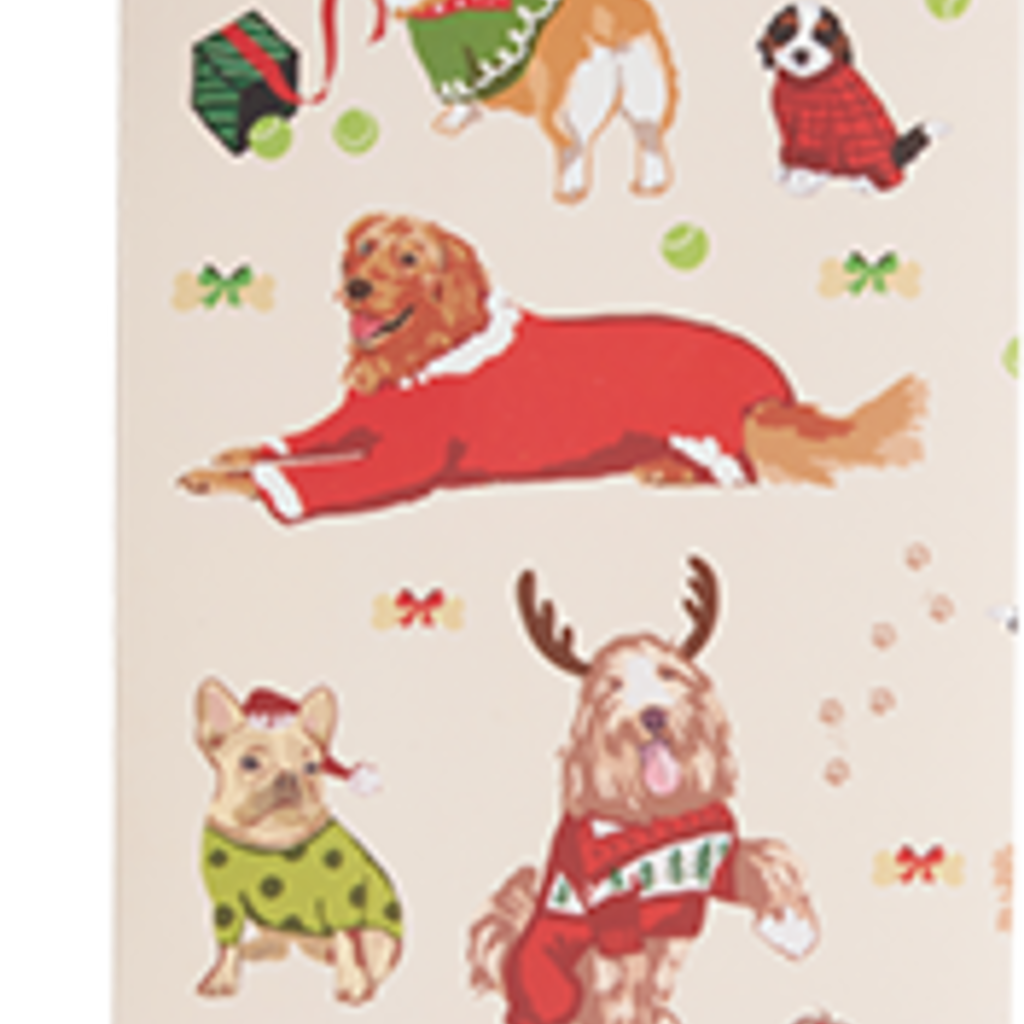 Holiday Dog Single Bottle Wine Gift Bag