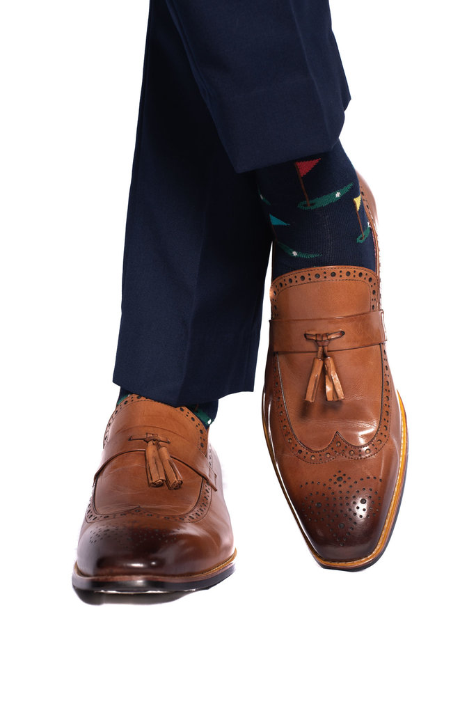 Ecliff Elie Makeba Brogue Tassel Loafers Tan