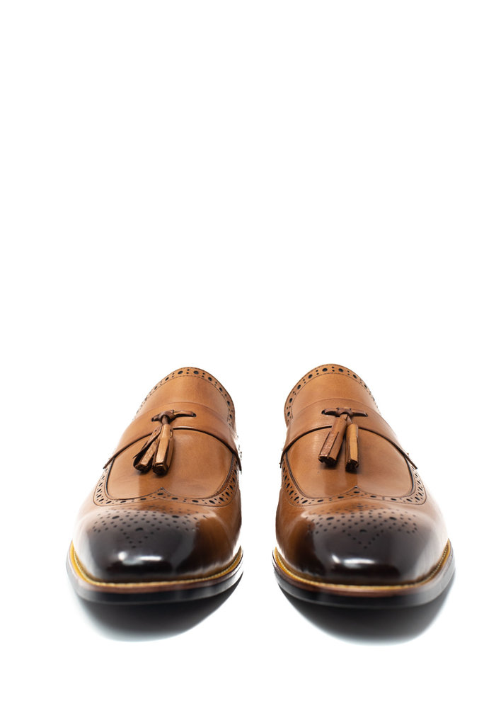 Ecliff Elie Makeba Brogue Tassel Loafers Tan