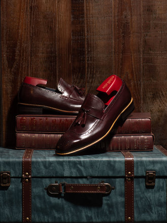 Ecliff Elie Makeba Brogue Tassel Loafers Ox Blood