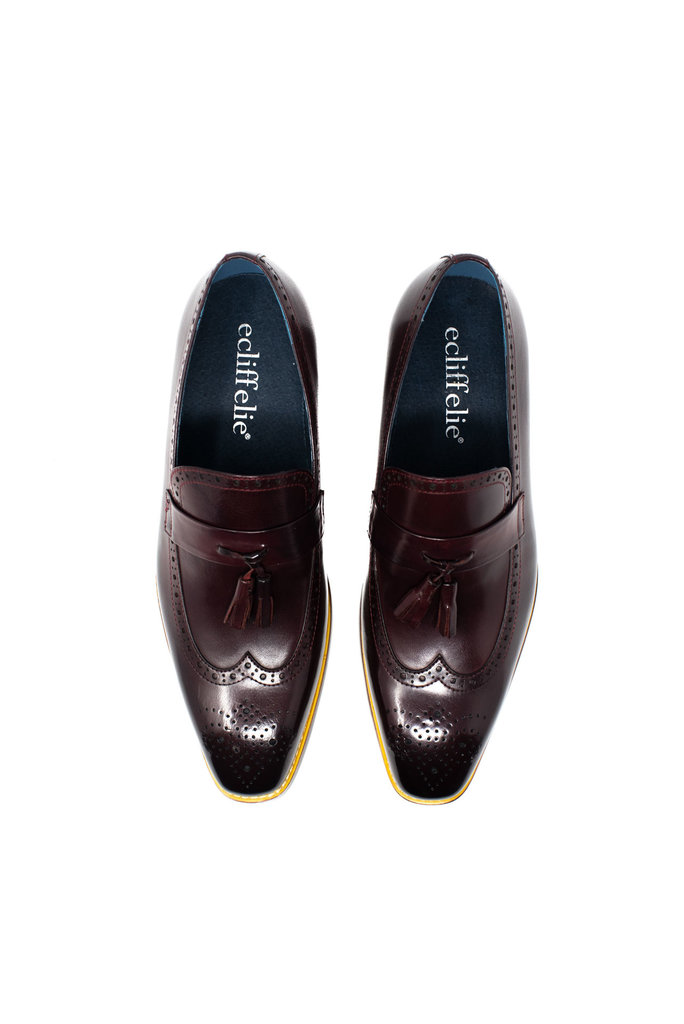 Ecliff Elie Makeba Brogue Tassel Loafers Ox Blood