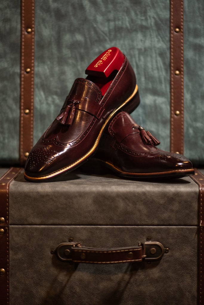 Ecliff Elie Makeba Brogue Tassel Loafers Ox Blood