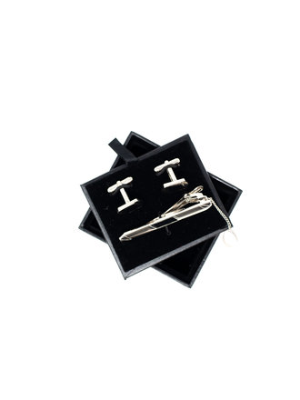 Ecliff Elie Motion Silver/Black Cufflink Set