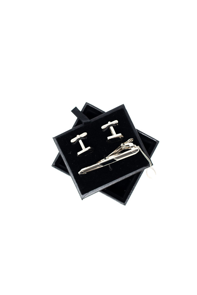 Ecliff Elie Motion Silver/Black Cufflink Set