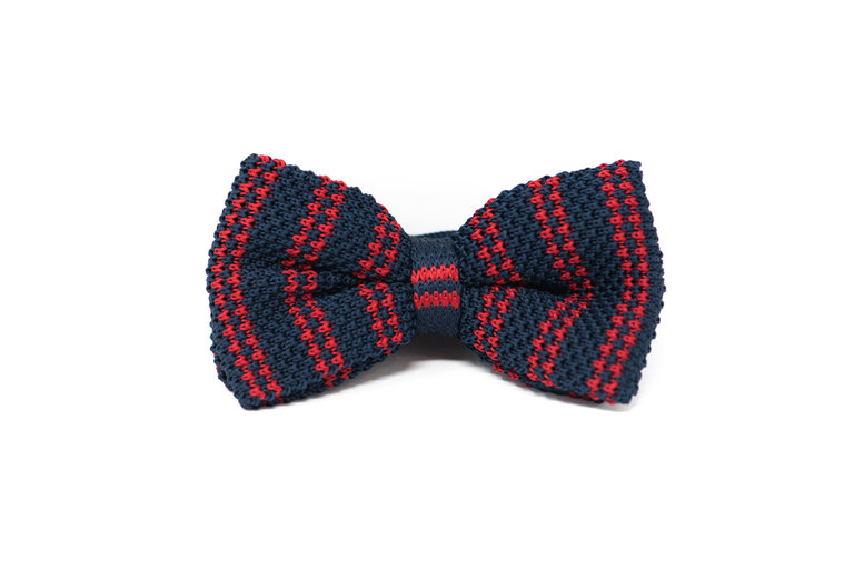 Ecliff Elie Knitted Red With Navy Blue Checkered Bow Tie