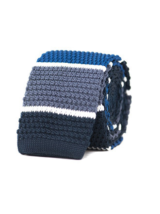 Ecliff Elie Knitted Shades of Blue Striped Tie