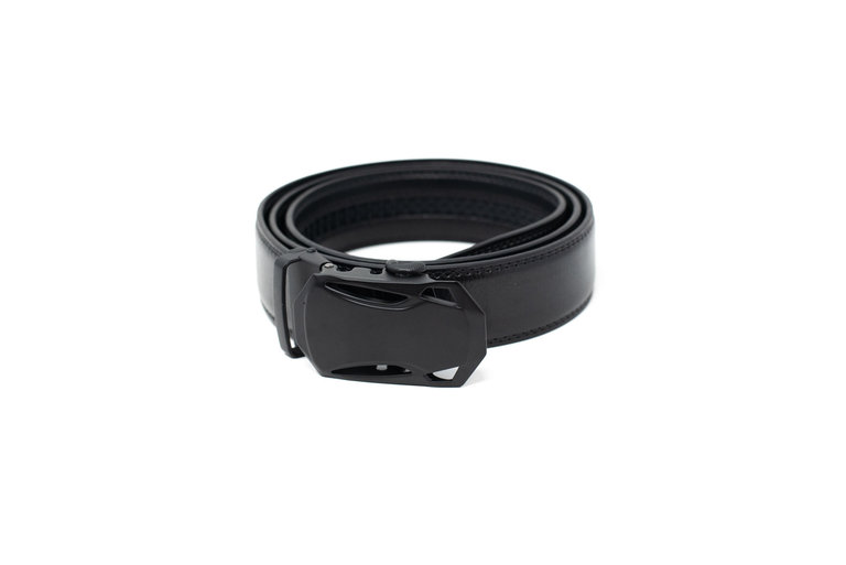 Ecliff Elie Black Leather Belt (Black Plaque Buckle)