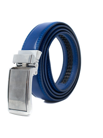 Ecliff Elie Blue Leather Belt (Silver Plaque Buckle)