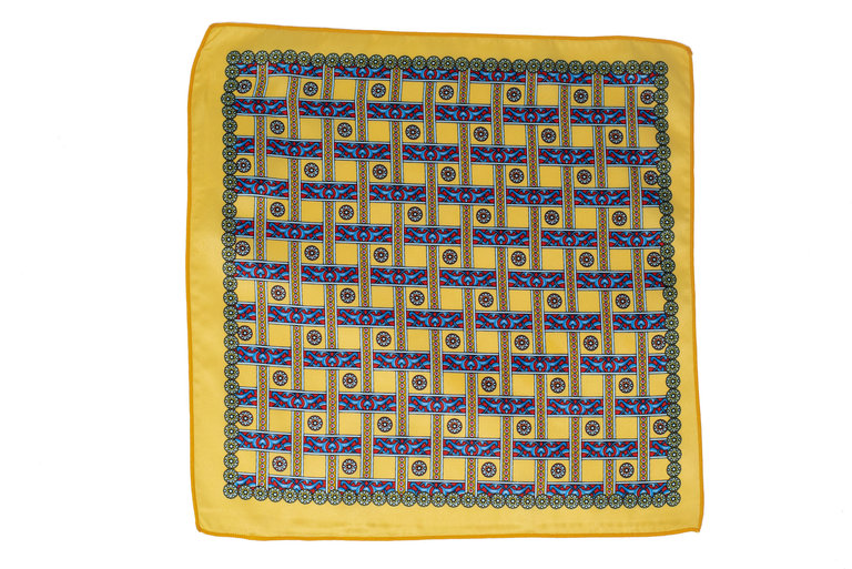 Ecliff Elie Sheen Finish Yellow Patterned Pocket Square