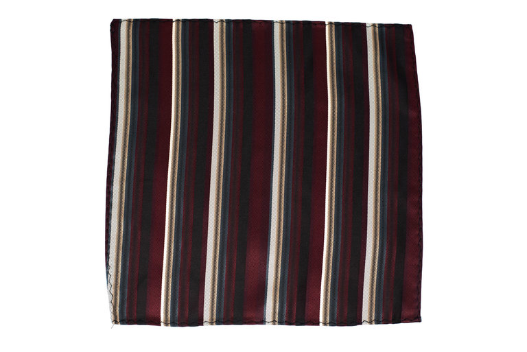 Ecliff Elie Sheen Finish Burgundy/Black/Brown Striped Pocket Square