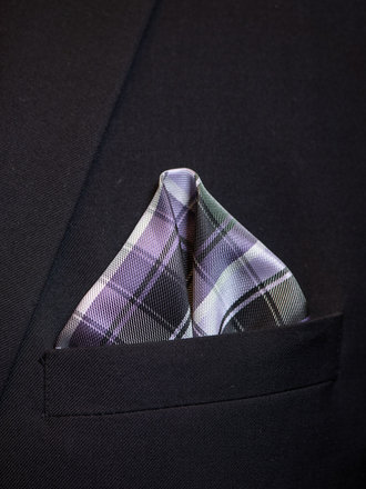 Ecliff Elie Sheen Finish Purple and Black Checkered Pocket Square