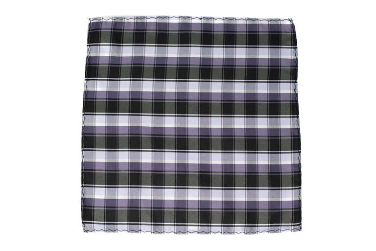 Ecliff Elie Sheen Finish Purple and Black Checkered Pocket Square