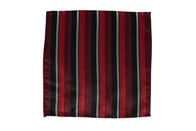 Ecliff Elie Sheen Finish Red and Black Striped Pocket Square