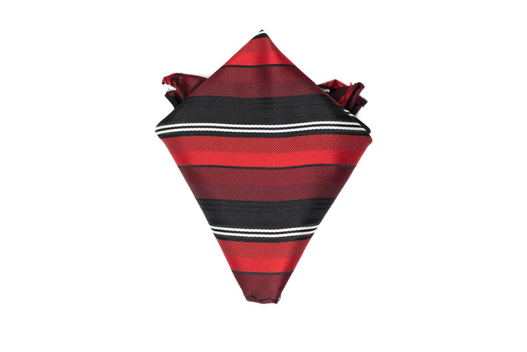 Ecliff Elie Sheen Finish Red and Black Striped Pocket Square