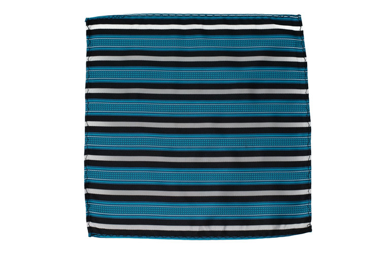 Ecliff Elie Sheen Finish Blue and Black Striped Pocket Square