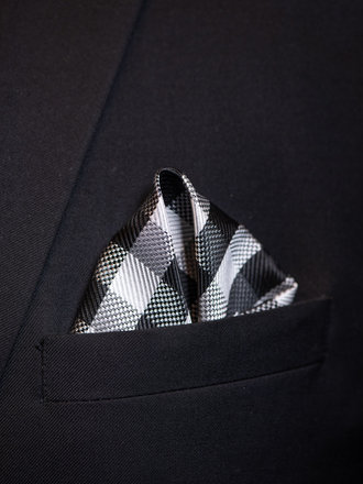 Ecliff Elie Sheen Finish Square Black and White Checkered Pocket Square