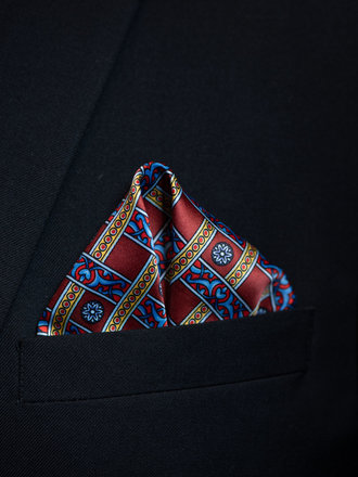 Ecliff Elie Sheen Finish Burgundy Patterned Pocket Square