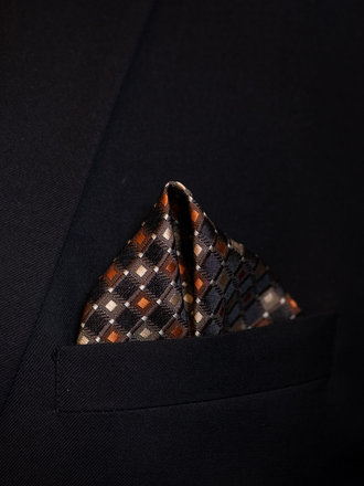 Ecliff Elie Sheen Finish Brown and Black Checkered Pocket Square