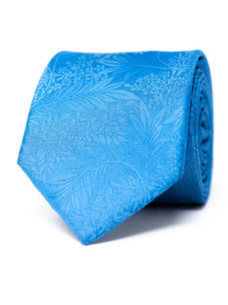 Ecliff Elie Flower Sheen Finish Blue Leaves Tie