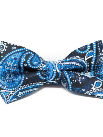 Ecliff Elie Sheen Finish Paisley Black & Blue Bow Tie